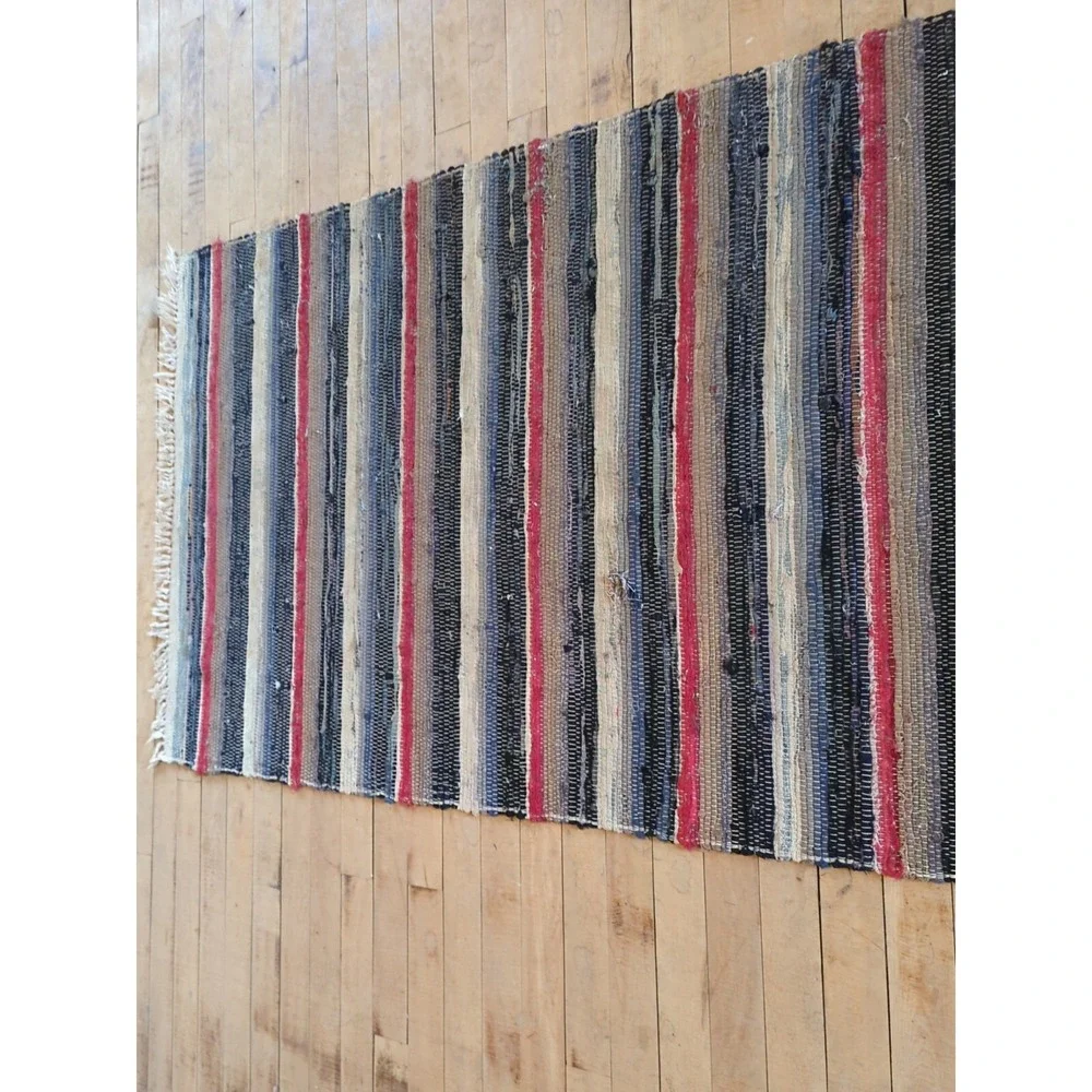 Antique Imported‎ Swedish Hand Made Rag Rug Runner (31.5